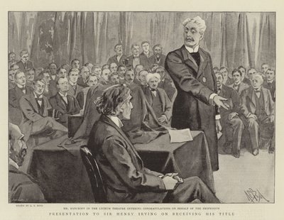 Presentación a Sir Henry Irving al recibir su título de Alexander Stuart Boyd