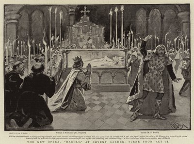 La nueva ópera, Harold, en Convent Garden, escena del acto II de Alexander Stuart Boyd