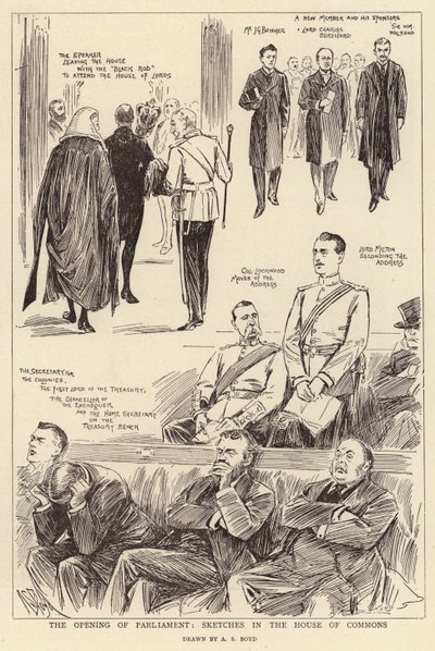 La apertura del Parlamento, bocetos en la Cámara de los Comunes de Alexander Stuart Boyd