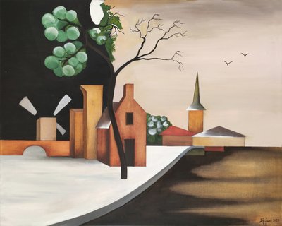 Paisaje de un pueblo abstracto de Alexander Trifonov