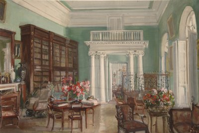 Interior de la biblioteca en la finca Nikolo-Uryupino de Golitsyn de Alexander Valentinovich Sredin