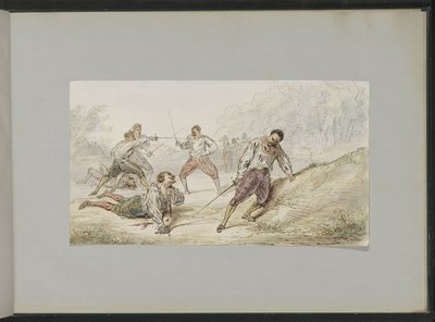 Paisaje con hombres en duelo de Alexander Ver Huell