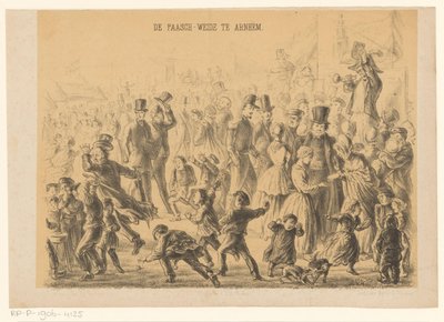 Gente en el prado de Pascua en Arnhem El Paasch-Weide en Arnhem (título sobre el objeto) de Alexander Ver Huell
