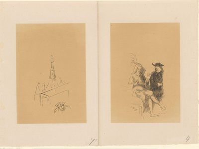 Torre de monedas y dos hombres con una carta. de Alexander Ver Huell