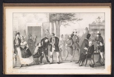Caricatura en el almanaque estudiantil de Leiden, 1843 La hierba de nicotina (título sobre el objeto) de Alexander Ver Huell