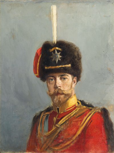 Estudio para un Retrato del Emperador Nicolás II, Jefe del Regimiento de Húsares de la Guardia, c.1908 de Alexander Vladimirovich Makovsky