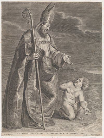 San Agustín apareciendo a un niño en una playa de Alexander Voet
