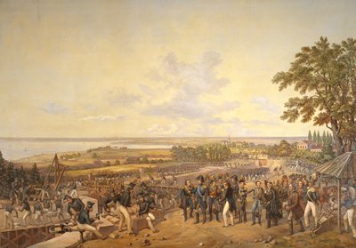 El rey Carl XIV Johan (1763-1844) de Suecia visitando las esclusas del canal en Berg en 1819, 1856 de Alexander Wetterling