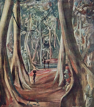 En el Gran Bosque, de Dibujos y Pinturas de África, ejecutados durante la expedición Citroën Centro África, segunda misión Haardt Audouin-Dubreuil, pub. París, 1927 de Alexander Yakovlev