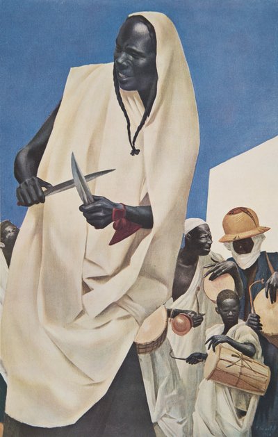 La Danza del Kuli-Kuta (Niamey) Parodia de los antiguos sacrificios humanos del Dahomey), de Dessins et Peintures d