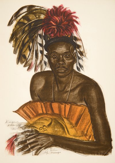 Tuba, jefe Matchaga (Niangara (haut Ouelle), de Dibujos y Pinturas de África, ejecutados durante la expedición Citroën Centro África, segunda misión Haardt Audouin-Dubreuil, pub. París, 1927 de Alexander Yakovlev