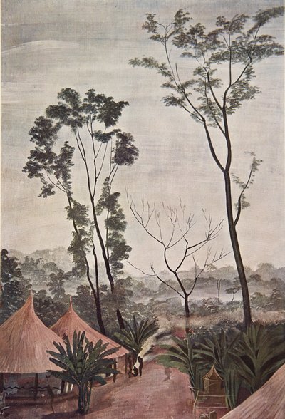 Un pueblo en el Oubangui - Chari, de Dibujos y Pinturas de África, ejecutados durante la expedición Citroën Centro África, segunda misión Haardt Audouin-Dubreuil, pub. París, 1927 de Alexander Yakovlev