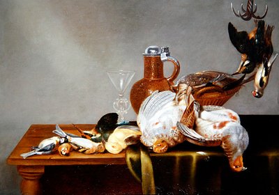Bodegón de caza muerta con perdices y otras aves de Alexander van Adriaenssen