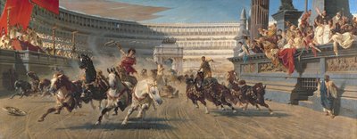 La carrera de cuadrigas, c.1882 (óleo sobre lienzo) de Alexander von Wagner
