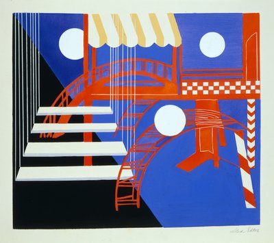 Escenografía experimental, ilustración de "Maquettes de Theatre" de Alexandra Exter, publicada en la década de 1920 (litografía) de Alexandra Alexandrowna Exter