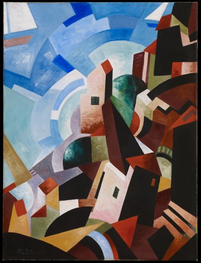 Ciudad italiana junto al mar, c.1917 (óleo y témpera sobre lienzo) de Alexandra Alexandrowna Exter