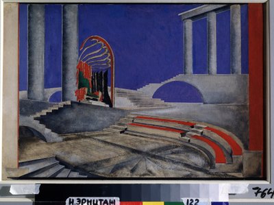 Revista de escenografía para la edición Decors de Theatre. Obra de Alexandra Alexandrovna Exter (1882-1949), acuarela y gouache sobre papel, mediados de los años veinte. Arte escenográfico ruso, siglo XX. Co de Alexandra Alexandrowna Exter
