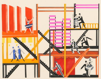 Diseño escénico del portafolio Décors de Théâtre, 1930 de Alexandra Alexandrowna Exter