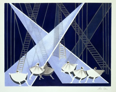 Escenografía para un ballet, ilustración de "Maquettes de Theatre" de Alexandra Exter, publicada en la década de 1920 (litografía) de Alexandra Alexandrowna Exter