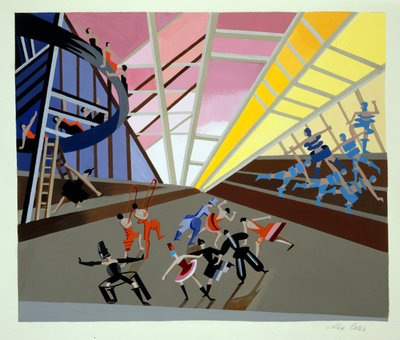Escenografía para un ballet, ilustración de "Maquettes de Theatre" de Alexandra Exter, publicada en la década de 1920 (litografía) de Alexandra Alexandrowna Exter