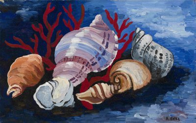 Naturaleza muerta con conchas marinas, ca 1928 de Alexandra Alexandrowna Exter
