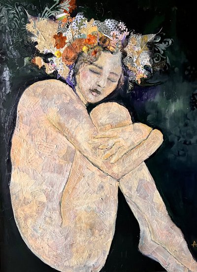 Mujer desnuda en actitud contemplativa de Alexandra Higgins