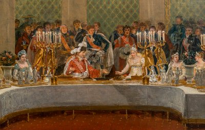 El Banquete de la Boda de Napoleón Bonaparte (1769-1821) y Marie-Louise de Habsburgo-Lorena (1791-1847) 1810 - Detalle de: Fiesta de la boda de Napoleón I y Marie-Louise en el teatro del Palacio de las Tullerías, 2 de abril de Alexandre Dufay