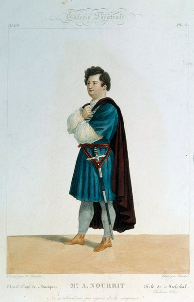 Tenor francés Adolphe Nourrit (1802-1839) en el papel de Melechtal en la ópera "Guillaume Tell" (Guillermo Tell) de Gioacchino Rossini (1792-1868). Ilustración de Alexandre Lacauchie (siglo XIX) París, Biblioteca del Museo de la Ópera de Alexandre (after) Lacauchie