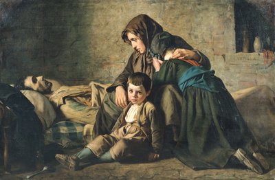 La muerte del mendigo (óleo sobre lienzo) de Alexandre Antigna