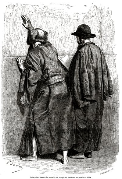 Judíos rezando frente al muro de Salomón, en Jerusalén de Alexandre Bida