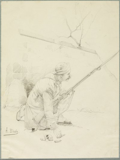 Soldado herido cargando su rifle de Alexandre Bloch