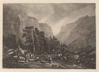 Pareja junto a una casa en ruinas de Alexandre Calame