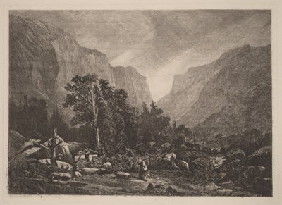 Pareja junto a una casa en ruinas de Alexandre Calame
