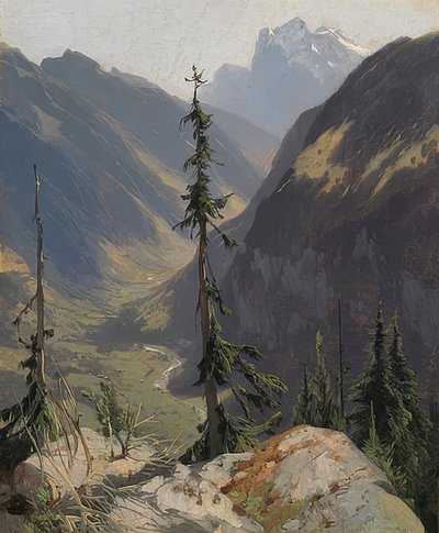 El valle de Lütschine con el Wetterhorn de Alexandre Calame