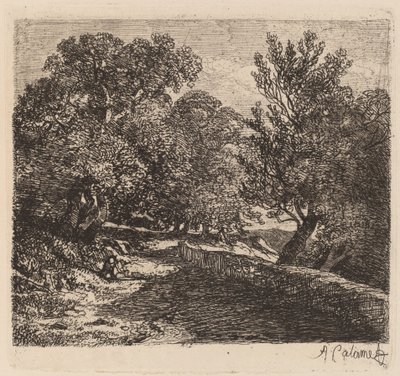 Hombre Descansando junto a un Muro de Piedra de Alexandre Calame