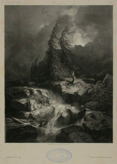 Torrente de montaña en la tormenta de Alexandre Calame
