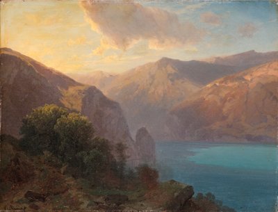 Cerca de Seelisberg: una vista del Lago de Lucerna desde Seelisberg, Suiza, 1862 de Alexandre Calame