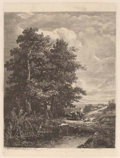 Jinetes junto a un estanque de Alexandre Calame