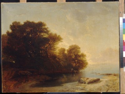 Árboles en el lago por Calame, Alexandre (1810-1864) de Alexandre Calame