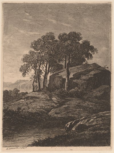 Árboles junto a una Roca de Alexandre Calame