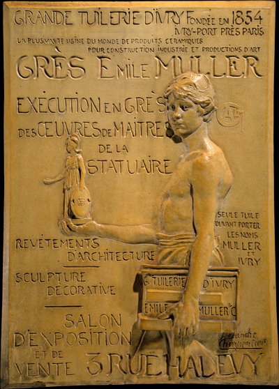 Anuncio de la fábrica de gres Muller de Alexandre Charpentier
