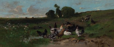 Paisaje animado de gallinas de Alexandre Defaux