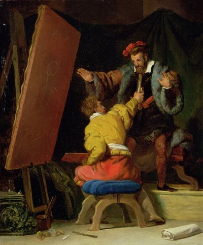 Aretino en el estudio de Tintoretto, siglo XIX de Alexandre Evariste Fragonard