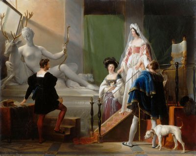Diane de Poitiers visitando a Jean Goujon de Alexandre Evariste Fragonard