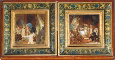 Francisco I y su corte reciben obras de Primaticcio procedentes de Italia - Francisco I nombrado caballero por Bayard ... de Alexandre Evariste Fragonard