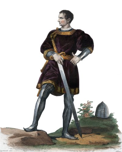 Retrato de Olivier V por Clisson (1336-1407), policía francés. ilustración de “” El Plutarco francés”” de Edmond Mennechet de Alexandre Evariste Fragonard