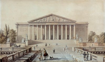 Proyecto para la Asamblea Nacional o Palais Bourbon, Palais du Corps Legislatif. Dibujo de Evariste Fragonard (1780-1850) siglo XIX París, Palais Bourbon de Alexandre Evariste Fragonard