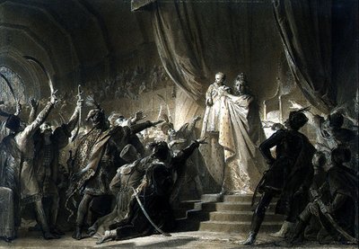 La emperatriz María Teresa (1717-80) presentando al futuro José II a los magnates de Hungría de Alexandre Evariste Fragonard