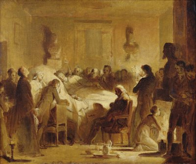 Los Últimos Momentos de Charles-Ferdinand de Francia (1778-1820) en la Sala de Administración de la Ópera de París, 14 de Febrero de 1820 de Alexandre Evariste Fragonard