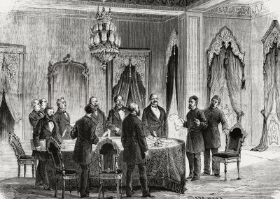 Conferencia de Constantinopla, diciembre de 1876, grabado, Turquía de Nicolas Toussaint Charlet